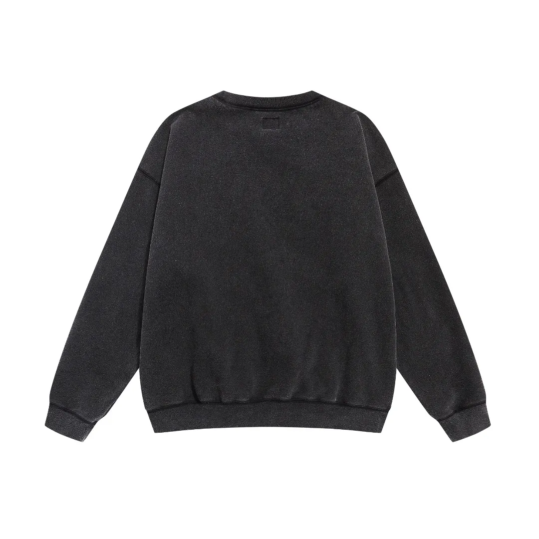 American Saint Michael skull hand cracked print retro distressed washed loose round neck plus velvet long-sleeved sweatshirt Fabric: 420g Style number: SM608 Size: S-M-L-XL Color: Black Price: P198